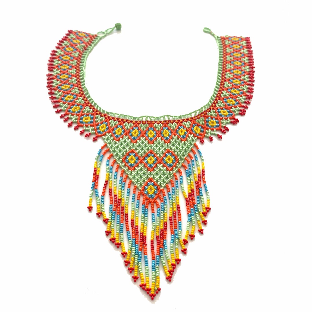 Mexican Huichol Necklace Mexico Jewelry Necklace Mexican Bead Necklace Women's Jewelry Huichol