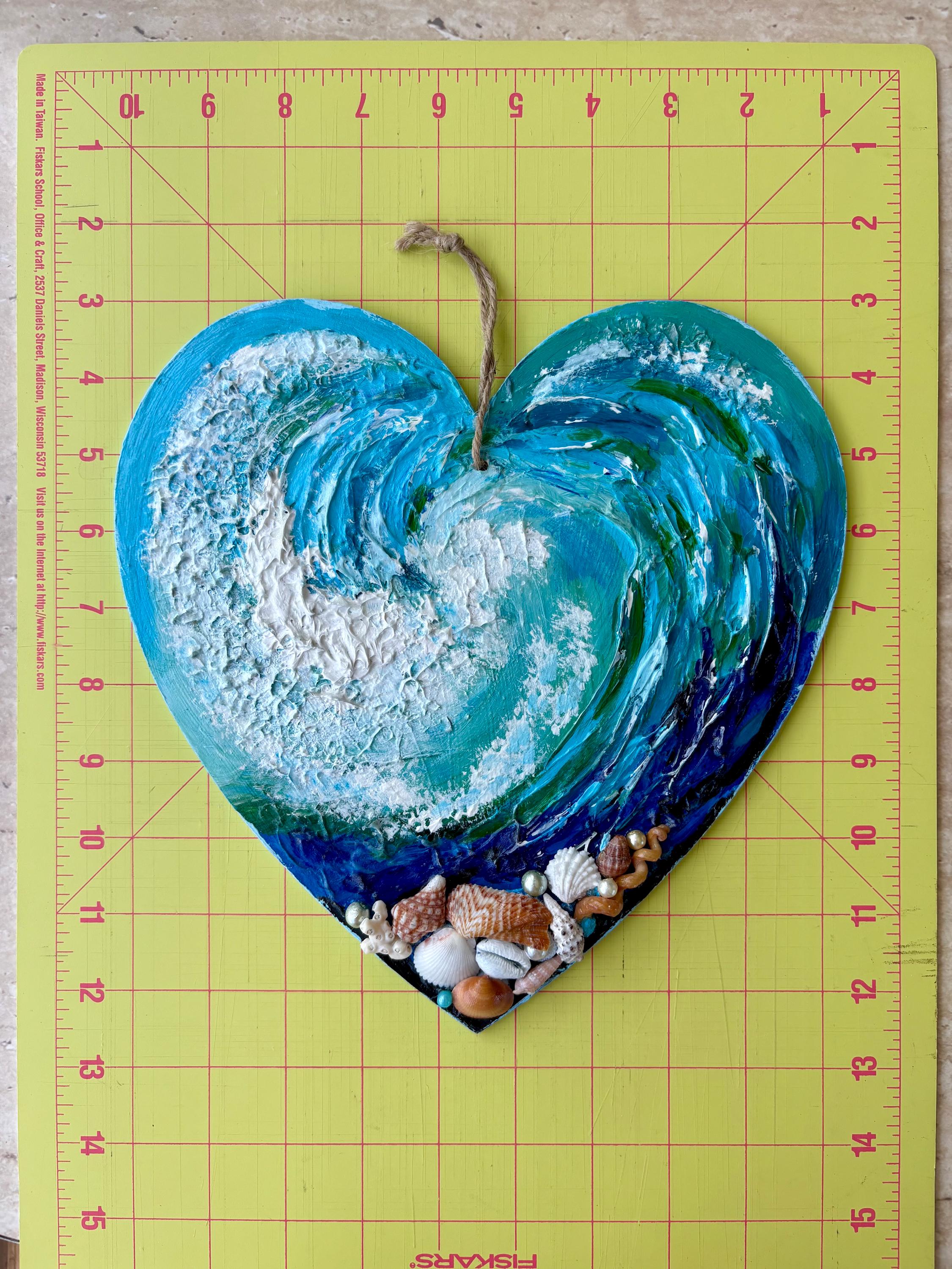 Colorful Heart Shaped Ocean Wave Original Hand Painted Wooden Plaque ...