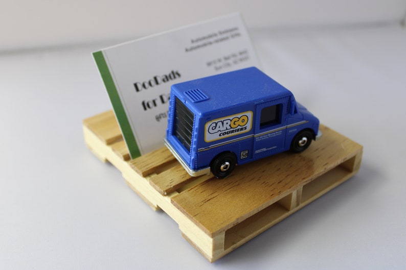 Delivery Truck Wood Pallet Business Card Holder Unique Art for Garage