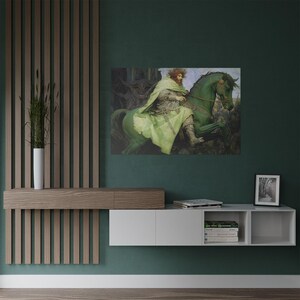 Enchanting 'The Green Knight' Satin Poster: Mythical Medieval Art for Nature, Fantasy & History Lovers image 4