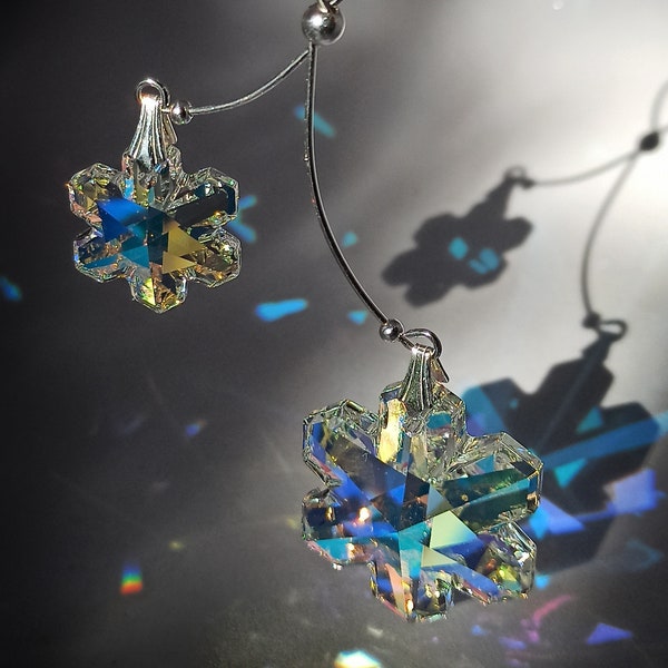 Swarovski en sterlingzilver briljant AB sneeuwvlok Suncatcher/kerstversieringen