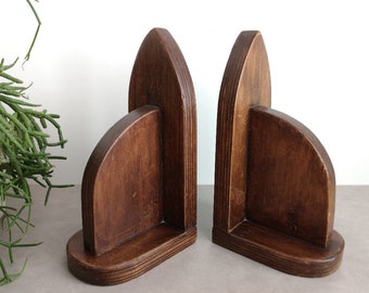 Vintage Art Deco wooden bookends, Amsterdamse School, 30s, set of 2.