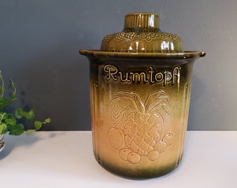 Vintage West Germany Rumtopf, decorated with different types of fruit, ceramic, compote pot.