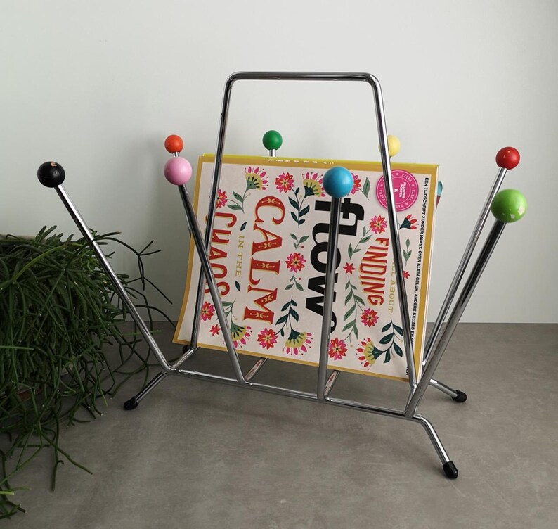 Space Age ATOMIC SPUTNIK Magazine Rack, Eames Style, Chrome With ...
