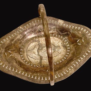 Cestino per pane/torta in argento con manico girevole, periodo edoardiano