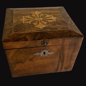 Antique 19th Century Biedermeier Walnut Viennese Tea Caddy Box
