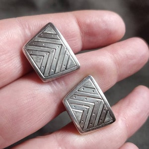 Modernist 835 silver cuff links, vintage cufflinks, ca 1950s, mans cufflinks, gift for a groom,