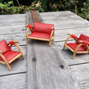 Fancy 50s/60s dollhouse furniture, rotan chairs