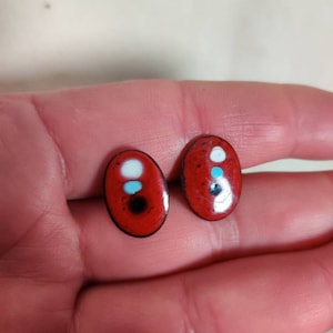 Enamel cufflinks, cuff links in copper collor Setting, 1960s , 1970s