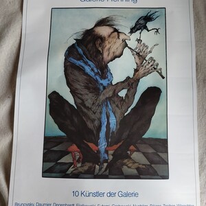Gallery anniversary Poster, crazy flute Player, Vintage poster