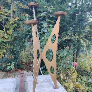 Brutalist Eisen Kerzenhalter, schwarzer modernist Kerzenständer, Mid Century, 60er Jahre