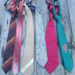 Set of 6 70s neckties, fancy neckties, synthetic