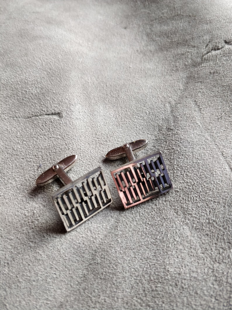 mans cufflinks Modernist 835 silver cuff links vintage cufflinks ca 1970 gift for a groom,