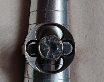 vintage modernist rock crystal ring from Finland, Scandinavian sterling silver ring