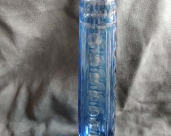 Mid century blue Cut Glass Vase, harzkristall, lead cristall, bull eye Cut, blue 60s vase