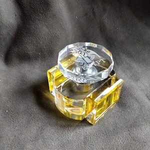 Vintage glass flacon , pharaoh, egypt , old empty parfume bottle in chrystal glass
