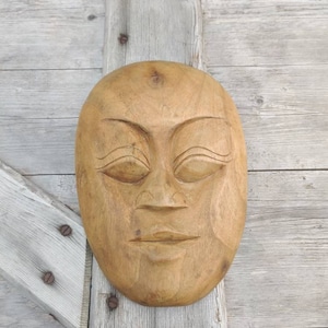 Vintage Buddha mask, hand carved wood