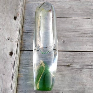 Czech borocrystal Vase from ca 1960 , 70s, Green Art Glass, modernist design