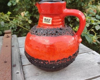 Fat lava vase , bay 631 20, west German pottery, original red and black glaze