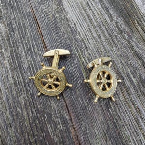 Vintage maritime Manschettenknöpfe, Manschettenknöpfe goldfarben