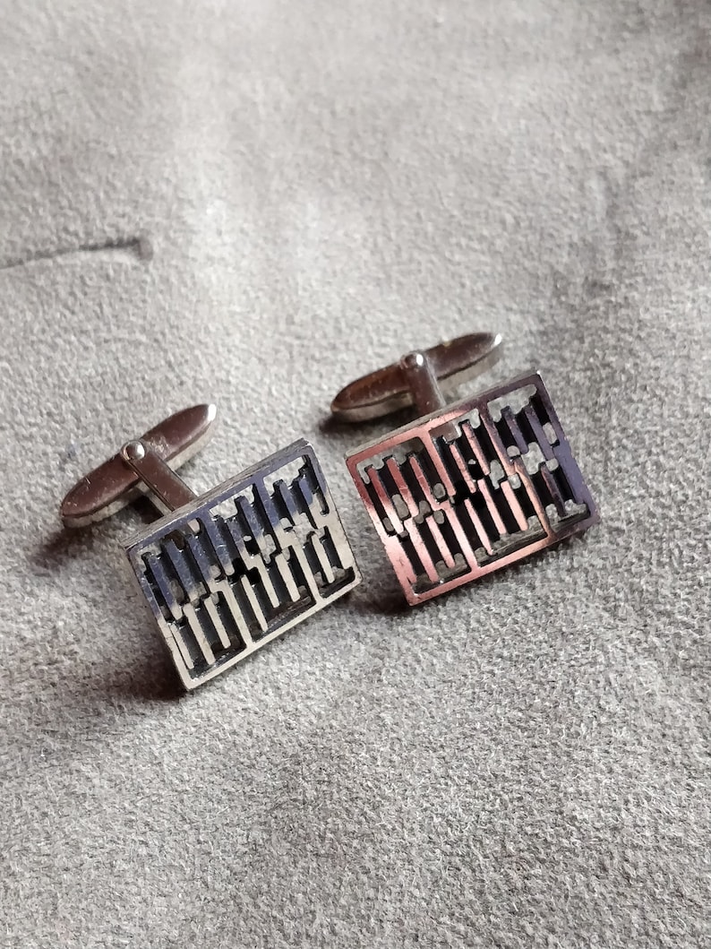 mans cufflinks Modernist 835 silver cuff links vintage cufflinks ca 1970 gift for a groom,