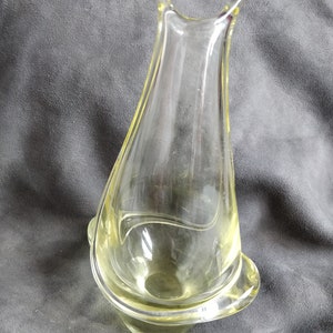 Yellow Glass Vase, zelezny Brod, sklo Union, Frantisek zemek, ca 1950s, Modernist bohemian glass
