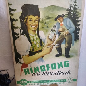 Hingfong aus Meuselbach, 60s advertising, collectors Advertisement, thuringia, gdr , thuringia folk dress