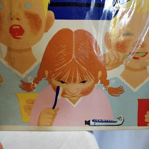 Clorodont, publicidad de pasta de dientes, 50s, VEB Elbe Chemie, Vintage Advertisement, antigua decoración de la tienda de cartón raro