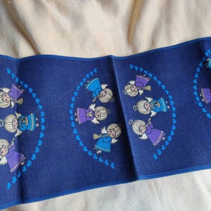 Danish design table runner, vintage, blue christmas