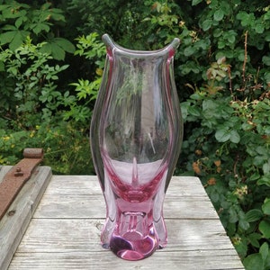 Purple Glass Vase, zelezny Brod, sklo Union, Miroslav Klinger , ca 1950s, Modernist bohemian glass alexandrite Glass, neodym