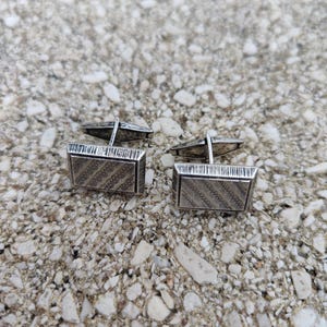 Modernist 835 silver cuff links, vintage cufflinks, ca 1950s, mans cufflinks, gift for a groom,