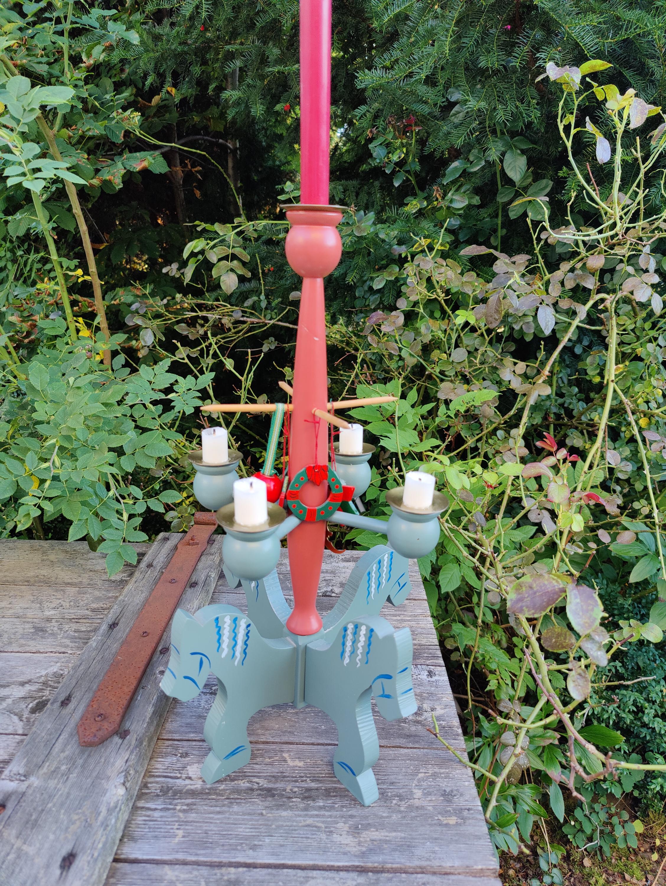 vintage swedish Dala horse candle holder, Nordic design, dalarna , Scandinavian christmas