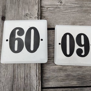 1 white enamel sign 60, House Number 60, Vintage new old Stock, European House number