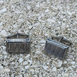 Modernist 835 silver cuff links, vintage cufflinks, ca 1950s, mans cufflinks, gift for a groom,