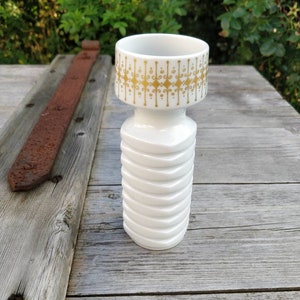 Wallendorf 1764 OP Art vase, porcelain Vase 60s 70s, gold painted