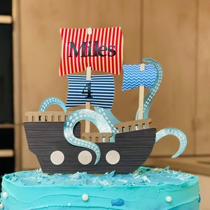 Pirate cake topper, Pirate ship cake topper, kraken cake topper, treasure island cake topper, pirate party, pirate cake