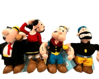 Gorgeous collectible Popeye, Olive Oyl Brutus Bluto Wimpy Plush the sailor. Stuffed..