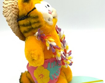 Gorgeous collectible and vintage Hawaiian Garfield with surf board