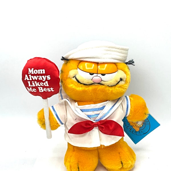 Gorgeous collectible and vintage Garfield cat “Mom Always liked me best”, orange, stuffed, cat, seaworthy.