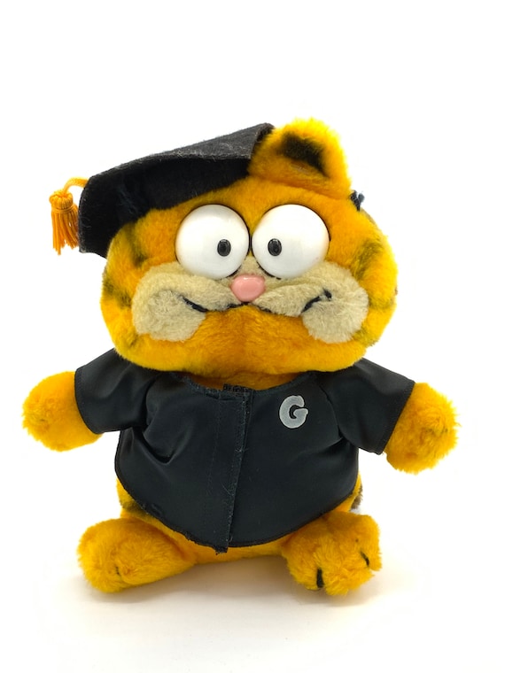 Garfield ぬいぐるみ 卒業キャップ付き Gorgeous Collectible and Vintage Graduation Garfield, Push Toy