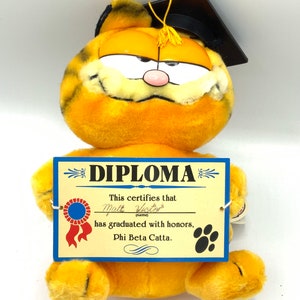 Gorgeous Collectible and Vintage Graduation Garfield, Push Toy
