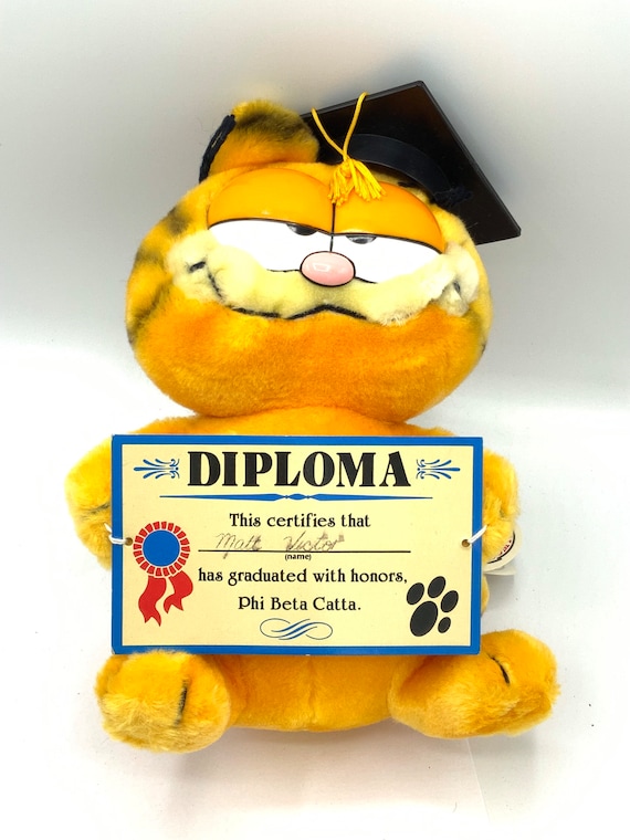 Gorgeous Collectible and Vintage Graduation Garfield, Push Toy