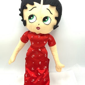 Gorgeous collectible Betty Boop stuff doll, world travel Asian red dress, red.