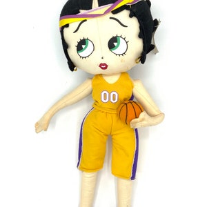Gorgeous collectible and vintage Betty Boop stuffed doll as basketball player.orange.