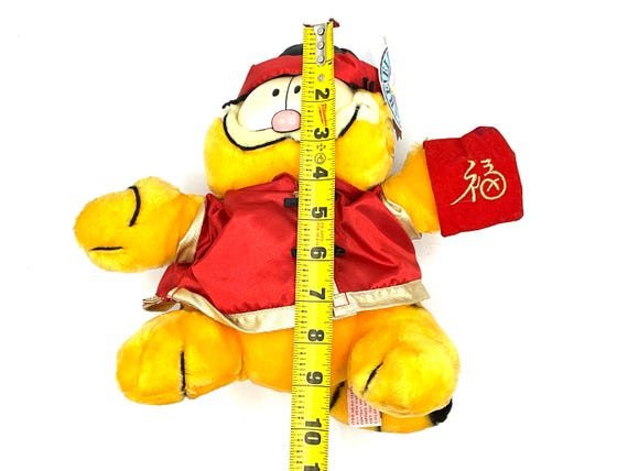 vintage Garfield 15周年記念 ぬいぐるみ チャイナ服 80's Gorgeous Collectible and Vintage Garfield Asian Cat, Stuffed, Push