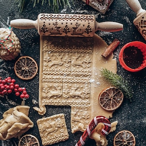 Rouleau à pâtisserie en relief | Rouleau à pâtisserie gravé | Emporte-pièce | Cadeau pour les mamans | Cadeau de pendaison de crémaillère | Cadeau de Noël - RENNES