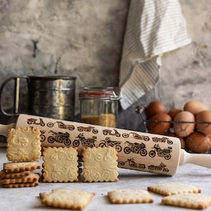MOTORCYCLES rolling pin, embossing rolling pin, engraved rolling pin by laser