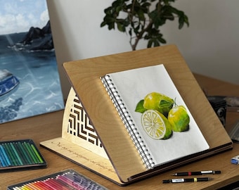 Chevalet de Dessin Personnalisé – Chevalet de Table en Bois, Portable, pour Peinture et Dessin – Cadeau Idéal pour Artiste – Format A3