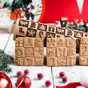 CHRISTMAS CHESS rolling pin, embossing rolling pin, engraved rolling pin by laser