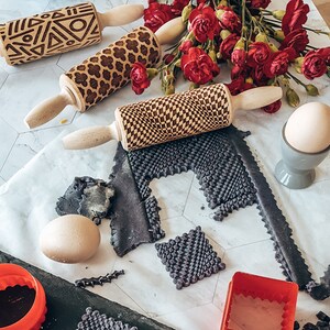 Square Wave rolling pin, embossing rolling pin, engraved rolling pin by laser